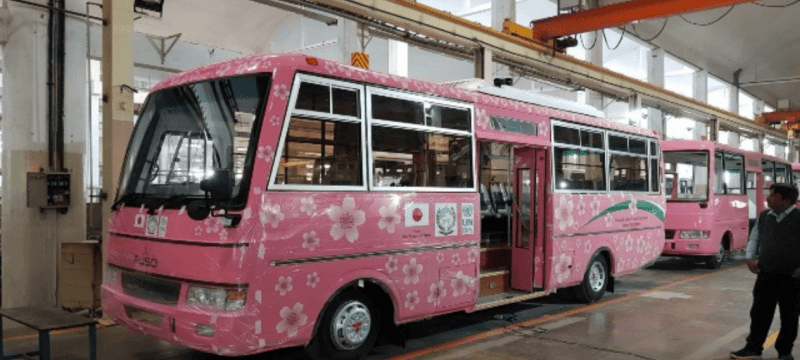 Pink bus for college girls