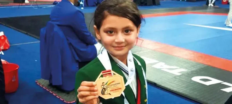 A young Pakistani athlete performs admirably at the International Taekwondo Championship.