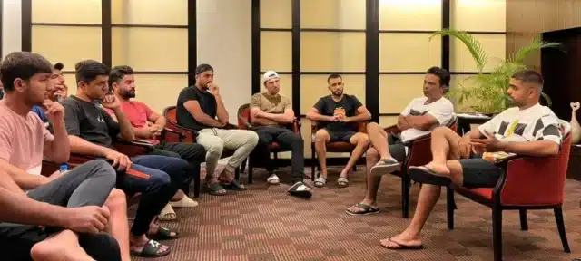 Pakistan Shaheen team meets Babar Azam before the Asia Cup Final