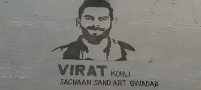 Pakistani Fan Creates Sand Display in Admiration of Virat Kohli