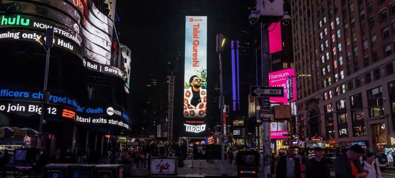 Talal Qureshi’s album ‘TURBO’ is featured in New York Times Square
