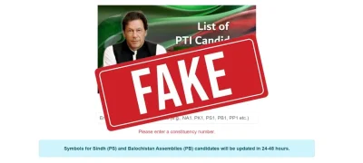 Fake Website Spreads Incorrect Information on PTI-Backed Candidates