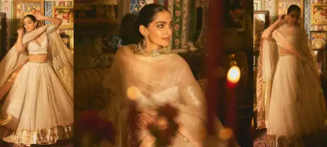 Sonam Kapoor Radiates Grace in Beige and Cream Lehenga Glam