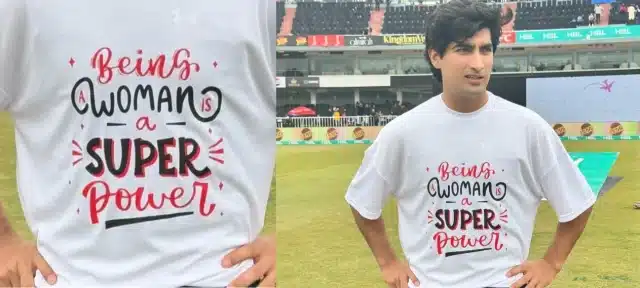 Naseem Shah Displays 'Womanhood Superpower' Shirt on Field