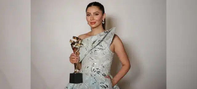 Mahira Khan Stuns in Blue Gown, Wins Artist in Fashion Award at Dubai Awards