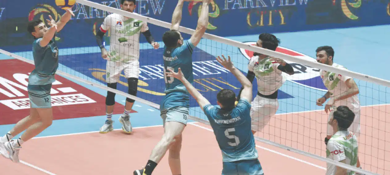 Pakistan dominates Turkmenistan to secure the Central Asian Volleyball title.