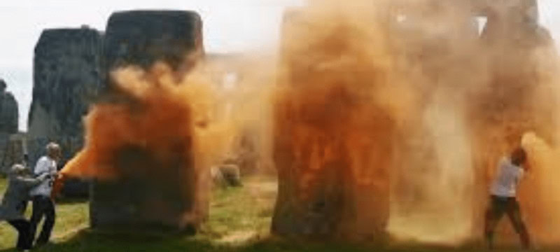 What Was The Reason For Climate Activists Using Orange Corn Flour To Paint Stonehenge?