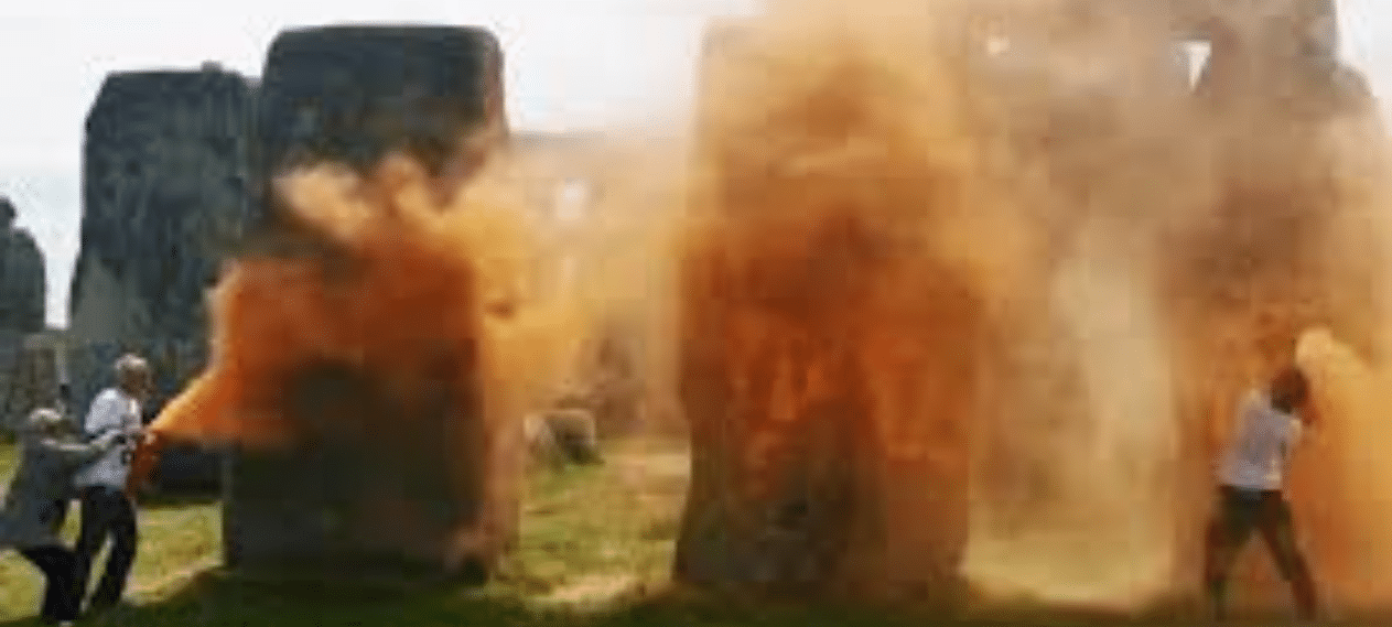 What Was The Reason For Climate Activists Using Orange Corn Flour To Paint Stonehenge?