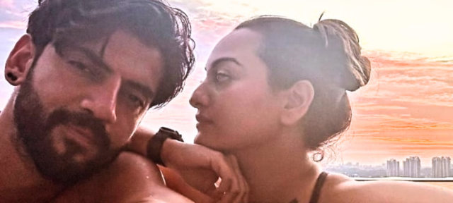 Sonakshi Sinha And Zaheer Iqbal Sunset Pool Date Photo Trends Widely