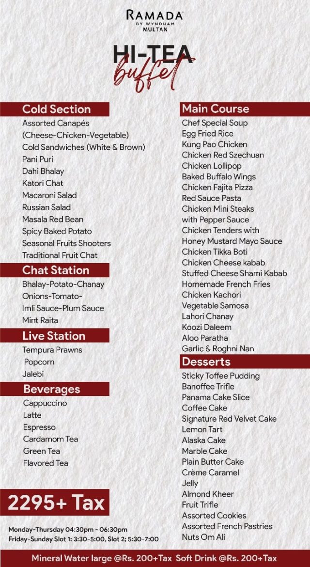 Ramada-by-Wyndham-Multan-Menu