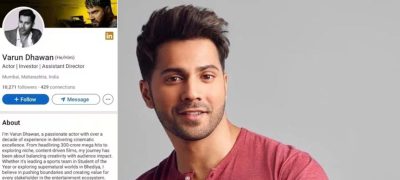 Varun Dhawan Deletes LinkedIn Profile After Four Days Due to Trolling