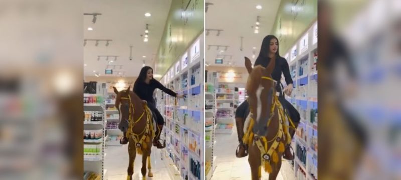 Saudi Woman Surprises the Internet by Shopping on Horseback