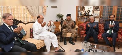 PM Shehbaz Sharif and Army Chief Visit the Family of Martyr Squadron Leader Usman Yusuf