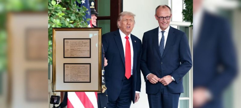 German Chancellor Presents Donald Trump with Grandfather’s Birth Certificate