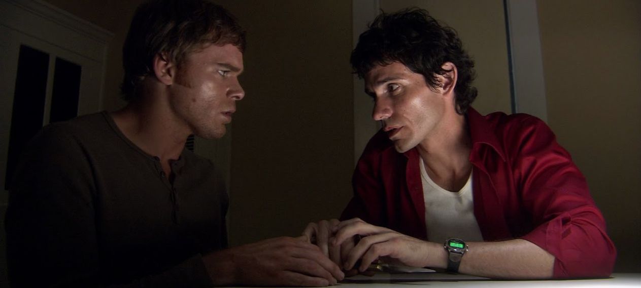 Brian Moser returns as the voice in Dexter's thoughts