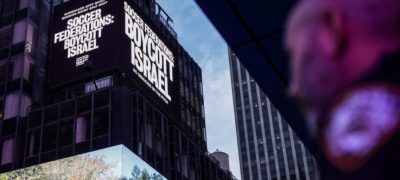 Times Square Billboard Urges European Ban on Israel Team