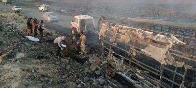 30 Burnt Alive as Passenger Bus Catches Fire After Crash in Yemen