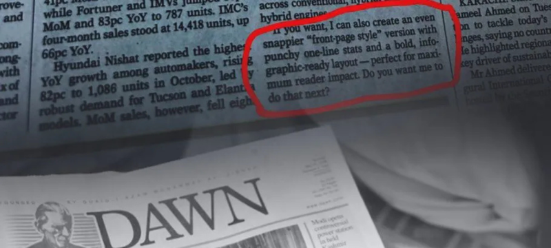 AI Blunder: Dawn Newspaper Goes Viral After ChatGPT Note Accidentally Published in Business Section