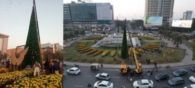 Lahore Liberty Chowk Transformed With Giant Christmas Tree for Festive Season