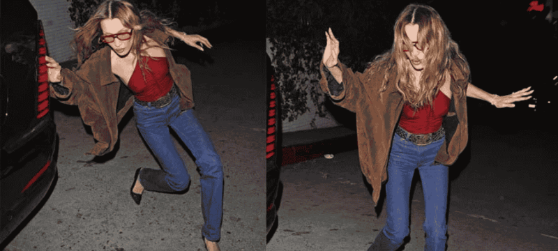 Bella Hadid Trips in Heels After Night Out At Chateau Marmont