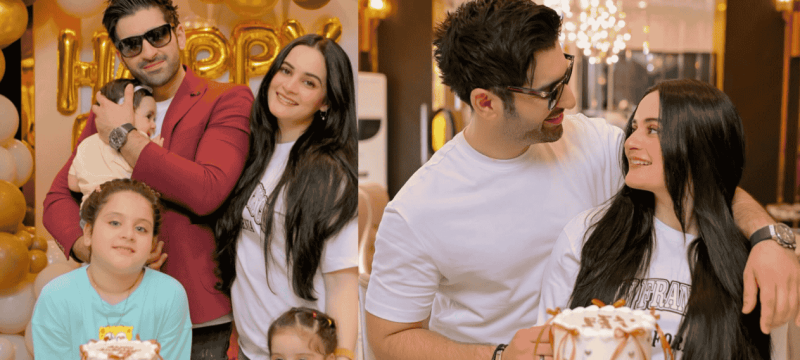 Aiman Khan, Muneeb butt twin in white for a birthday photoshoot