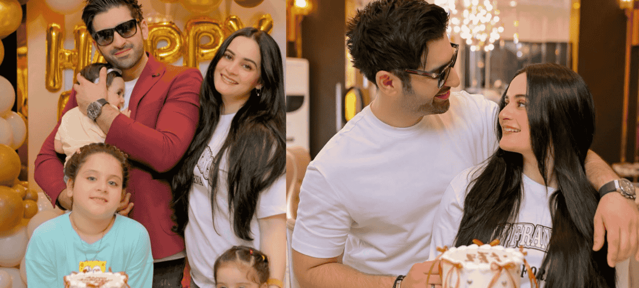 Aiman Khan, Muneeb butt twin in white for a birthday photoshoot