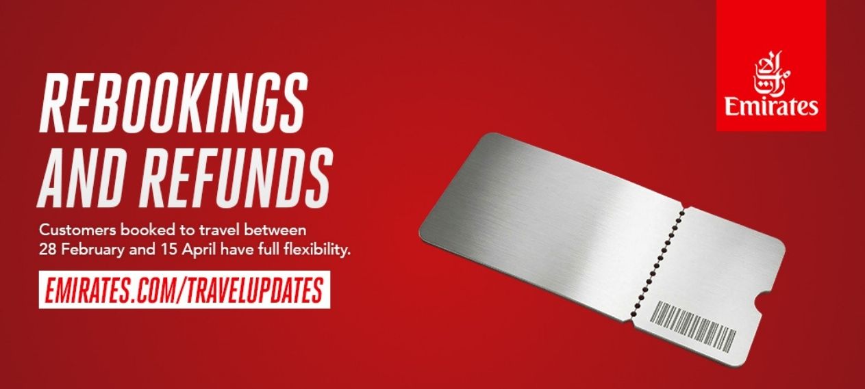 Emirates Shares Update on Ticket Rebooking and Refund Options
