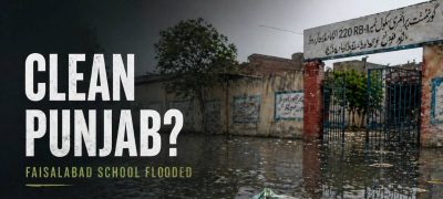 ‘Clean Punjab’ Banners Found Floating in Flooded Faisalabad School