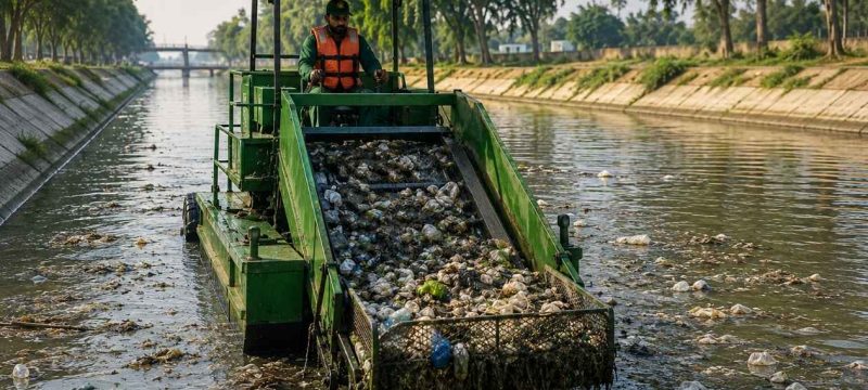 Punjab Launches Pakistan’s First Skimming Boat to Clean Plastic Waste From Canals