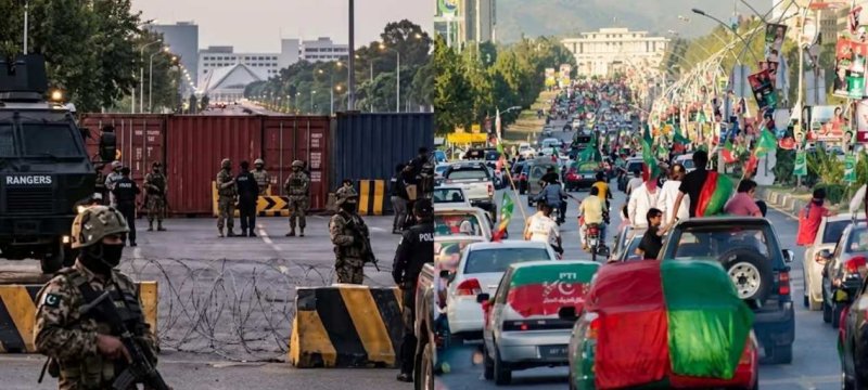 Islamabad’s D-Chowk Sealed With Containers Ahead of PTI Protest