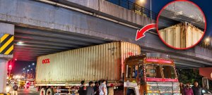 Construction Blunder? Container Truck Gets Stuck Under New Flyover in KP