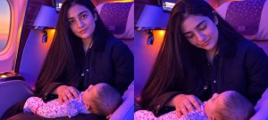 Sarah Khan Melts Hearts With Adorable Glimpses of Baby Rania’s First Flight